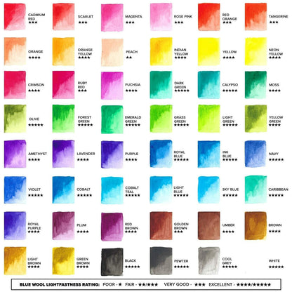 GenCrafts Watercolor Paint Palette 48 Colors with 2 Brush Pens & 15 Sheets