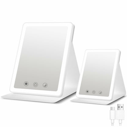 BACK KTCL 2 Pack 2025 Rechargeable Travel Makeup Vanity Mirror 72 LED Lights