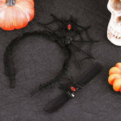 Lusofie Halloween Spider Headband with Choker Red Rose Spider Hair Hoop