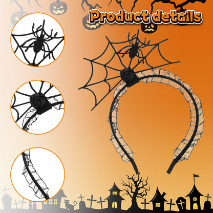 Lusofie Halloween Spider Headband with Choker Red Rose Spider Hair Hoop