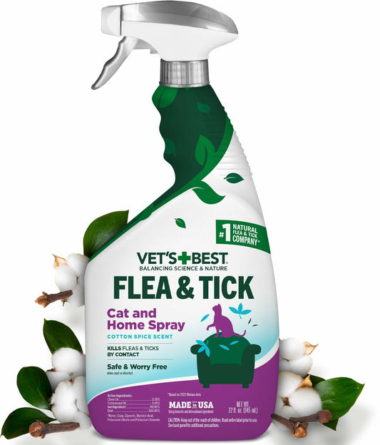 Vet's Best Flea & Tick Home Spray for Cats 32 oz Cotton Spice Scent