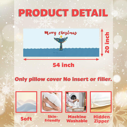 Yhtrg Coastal Beach Christmas Whale Body Pillow Cover 20x54 Plush Polyester