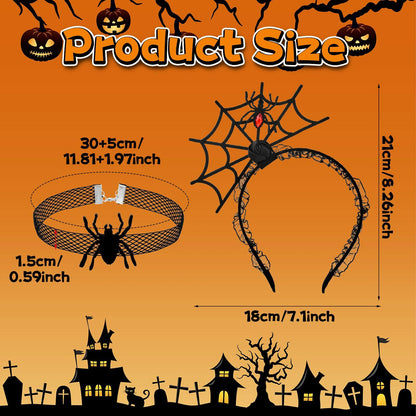 Lusofie Halloween Spider Headband with Choker Red Rose Spider Hair Hoop