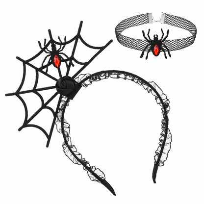 Lusofie Halloween Spider Headband with Choker Red Rose Spider Hair Hoop