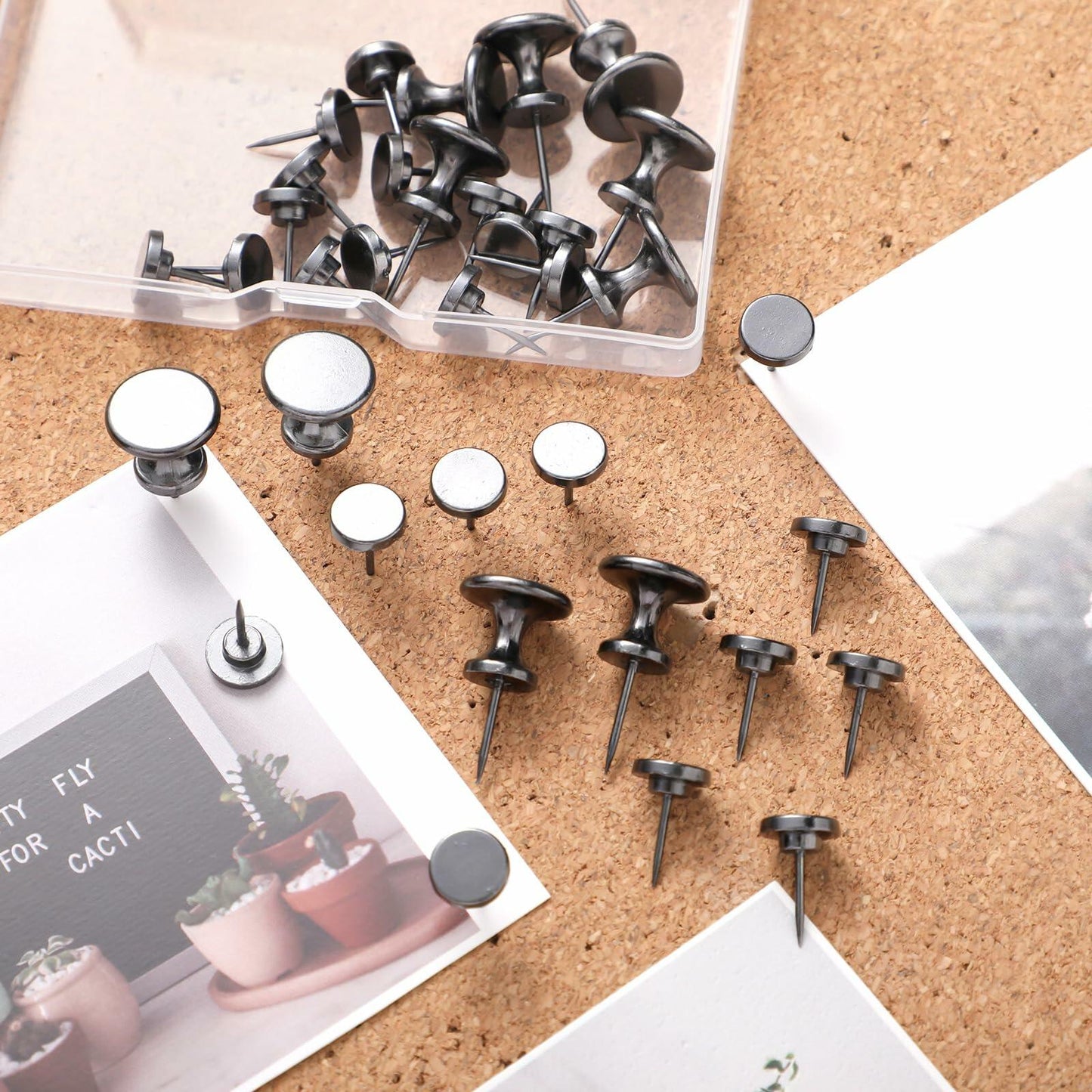 auroray Metal Push Pins Double Headed Large Black 35 Pieces