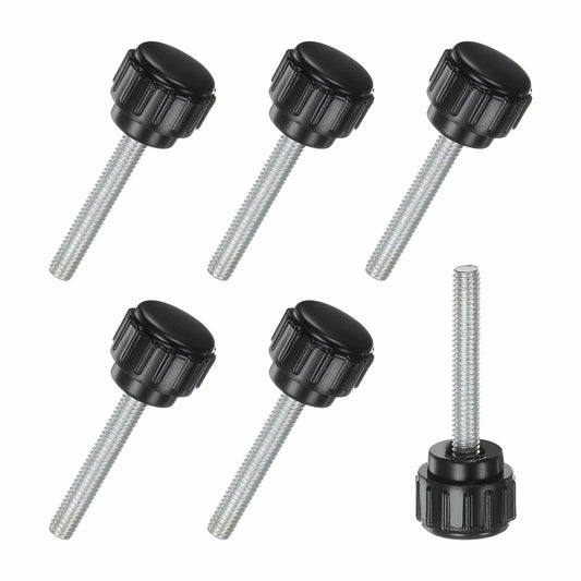 M METERXITY 6-Pack M4x25mm Knurled Clamping Knobs Carbon Steel Black