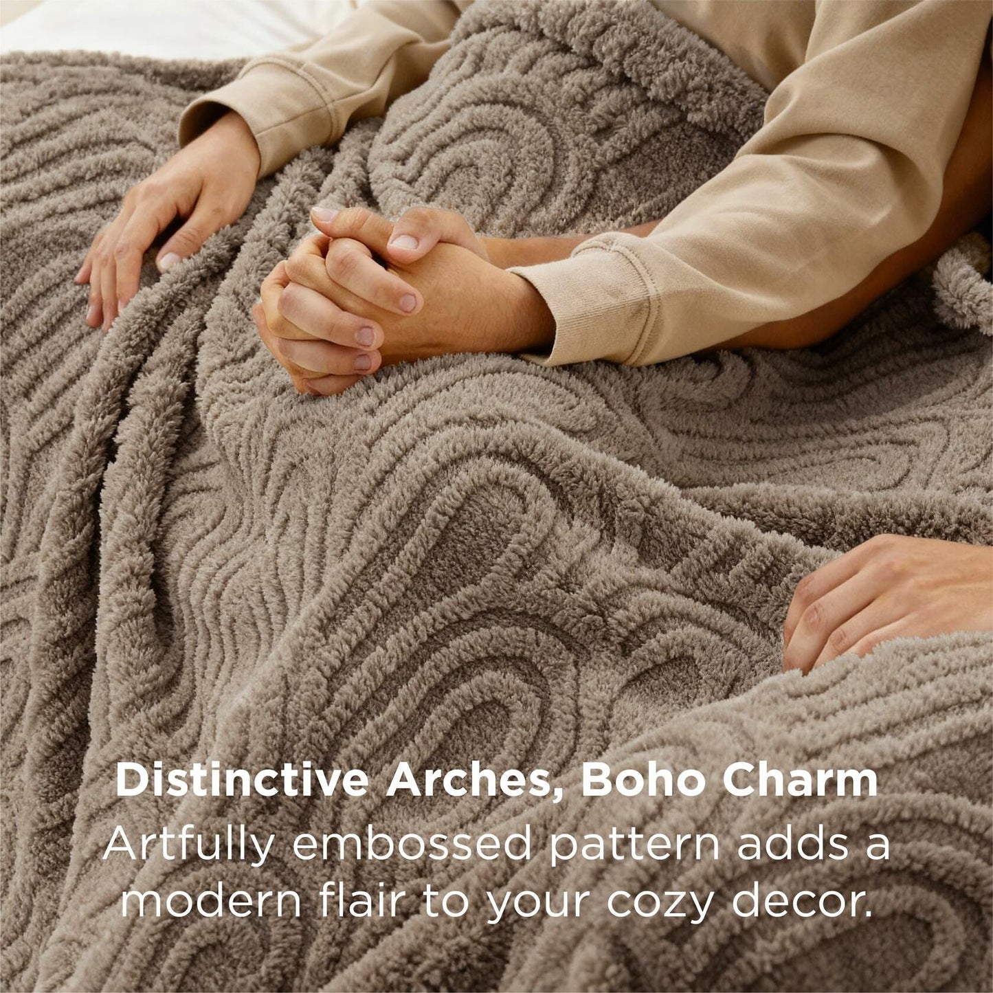 Bedsure GentleSoft Fleece Blanket Queen Size Brown 90x90 Inches