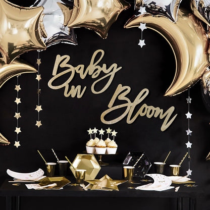 ymhchicc Champagne Baby in Bloom Glitter Felt Banner Large Baby Shower