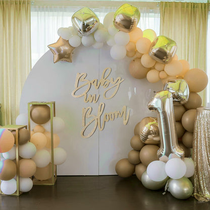 ymhchicc Champagne Baby in Bloom Glitter Felt Banner Large Baby Shower