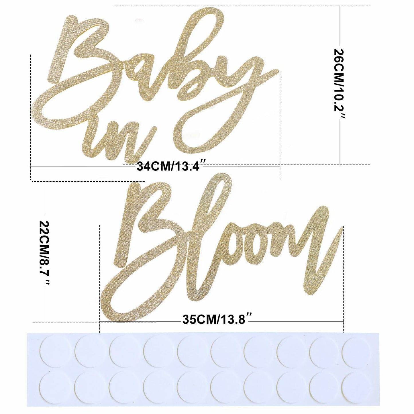 ymhchicc Champagne Baby in Bloom Glitter Felt Banner Large Baby Shower